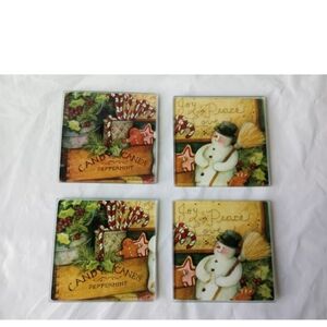 - Susan Winget Christmas Coasters Glass Beveled Edge Set of 4 Countetop Ar…
